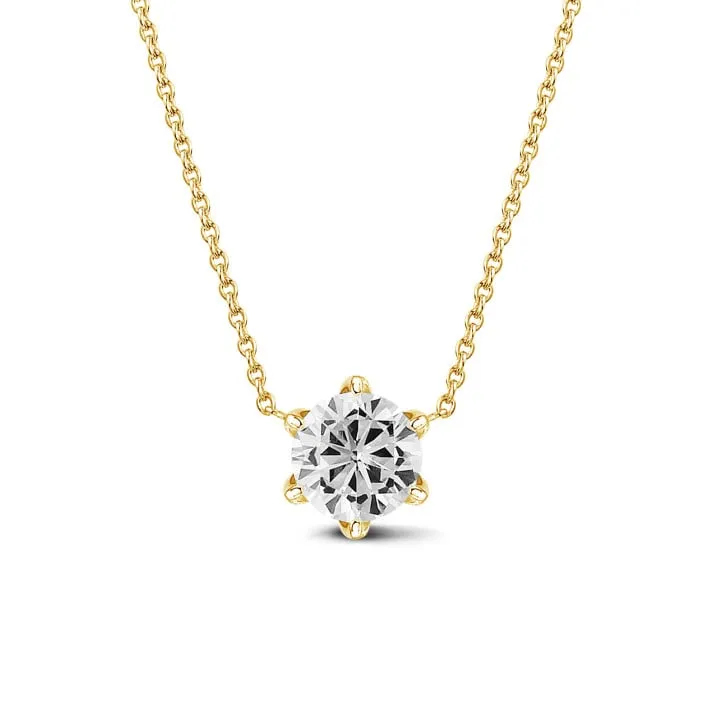 0.90 quilates colgante solitario en oro amarillo con diamante redondo 
