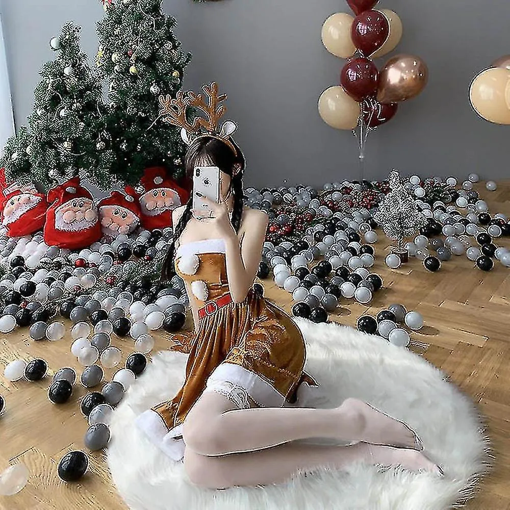 2022 Christmas Costume Women Reindeer Brown Fashion Dress Uniform Women Deer Elk Hooded Shawl Cute Outfits Cosplay Costumes