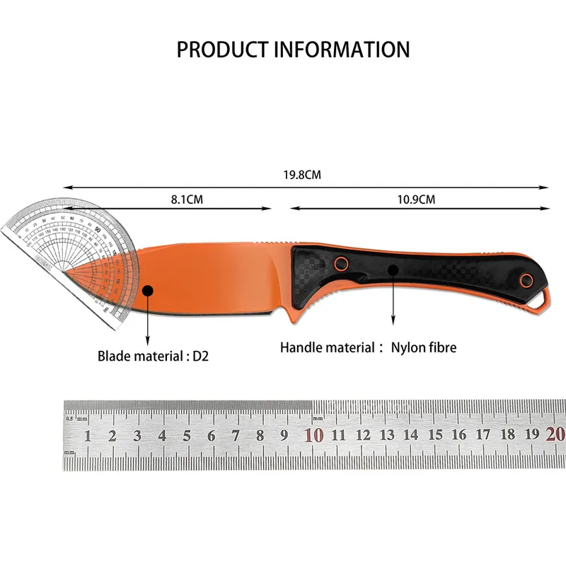 2024 BM 15201OR CUCHILLO DE CUCHILLA FIJA DE ALTITUD 3.08 "CPMS90V NARANJA DLC PUNTO DE CAíDA MANIJAS DE SANTOPRENO COMBAT