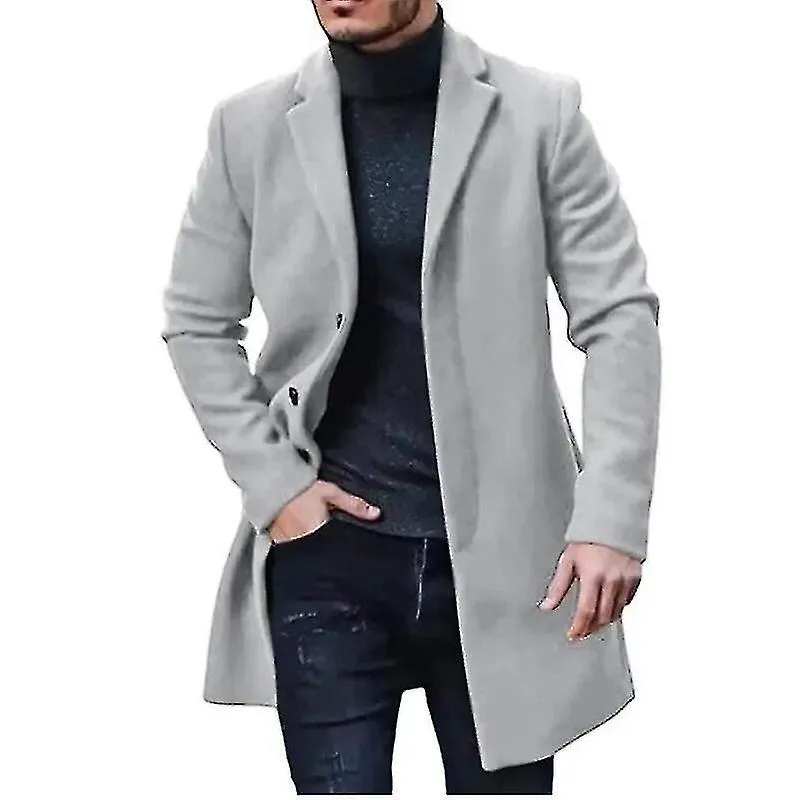 2024 New Arrivals Men's Wool Coat In Classic British Style With Single Button Closure