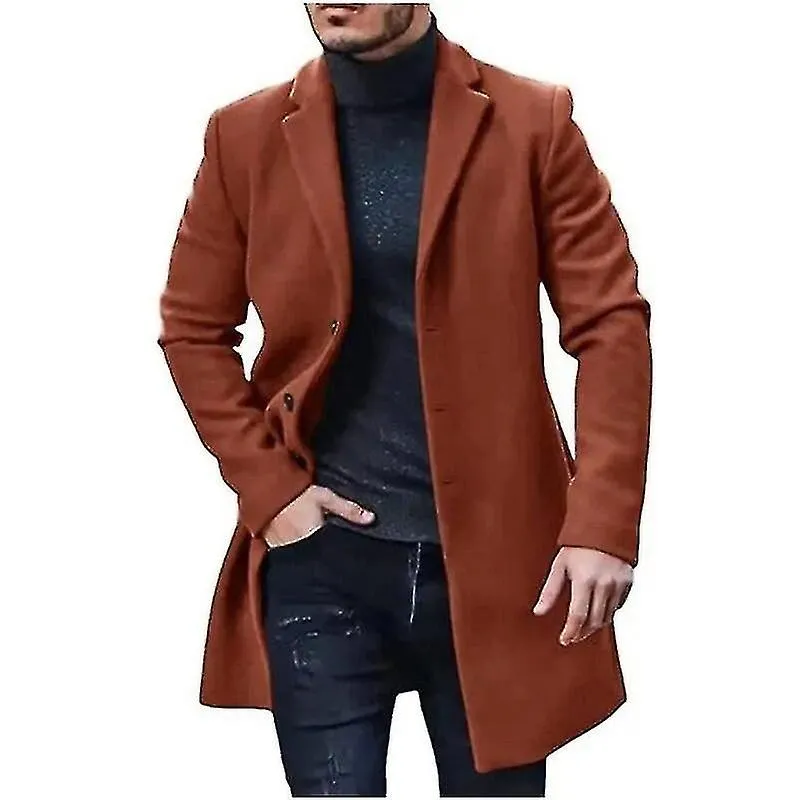 2024 New Arrivals Men's Wool Coat In Classic British Style With Single Button Closure