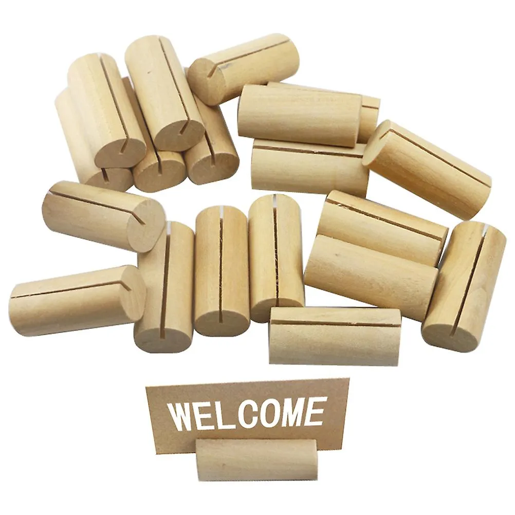 20pcs Wooden Desktop Memo Holder Business Holder Cylinder Picture Holder Photo Stand For Office Wedding Meeting