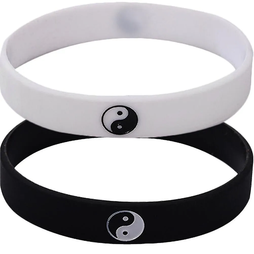 2pcs Rubber Bracelets Silicone Wristbands Yin Yang Bracelets For Women Men Couples