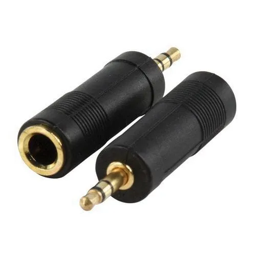 Adaptador Audio Jack 6.35 Mm Hembra  A 3.5 Mm Macho  Dorado