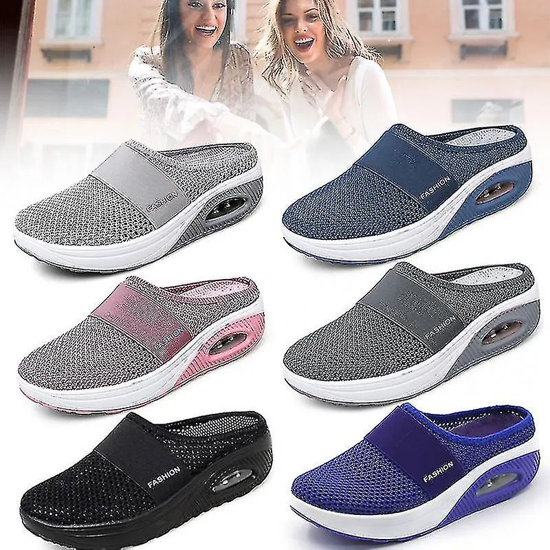 AIRCUSHION HEIGHTENING WALKING SHOES BREATHABLE LEISURE LIGHTWEIGHT MESH SLIPON WALKING SHOES OUTDOOR AND INDOOR NEW