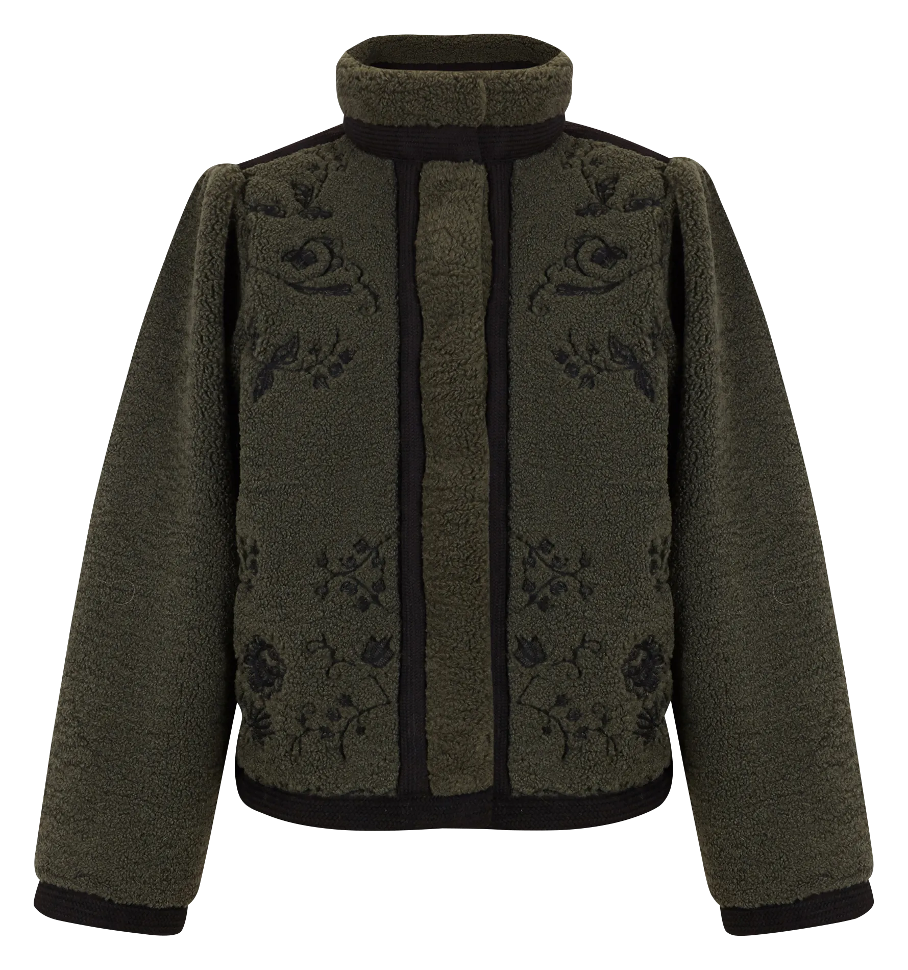 ANTIK BATIK SALIBA  CHAQUETA CON CUELLO ALTO BORDADO SHERPA EN VERDE