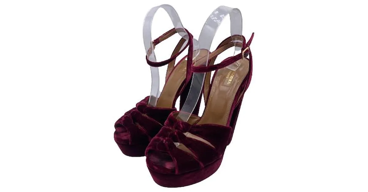 AQUAZZURA Sandalias T.EU 41 Terciopelo Burdeos 