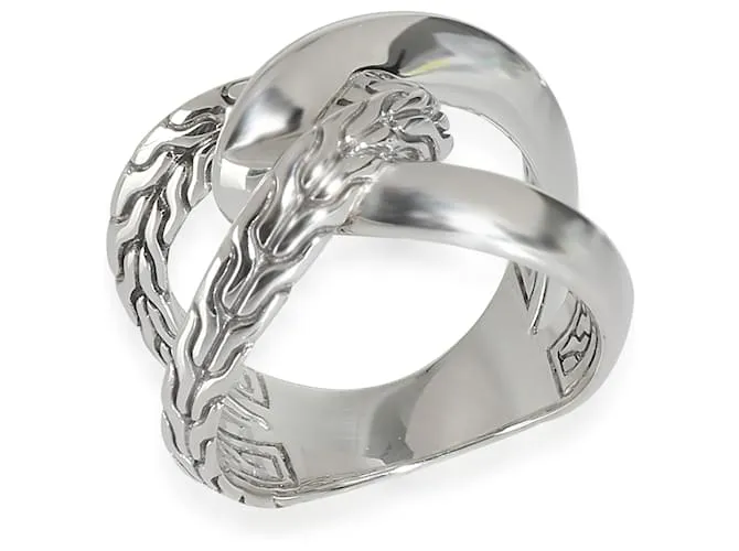 Autre Marque Anillo con borde de cuchillo de cadena clásica de John Hardy en plata de ley 
