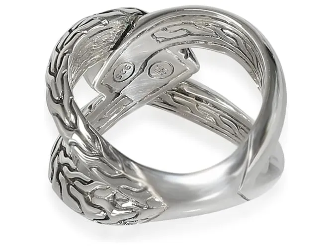 Autre Marque Anillo con borde de cuchillo de cadena clásica de John Hardy en plata de ley 