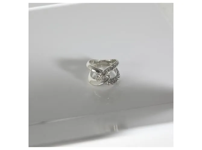 Autre Marque Anillo con borde de cuchillo de cadena clásica de John Hardy en plata de ley 