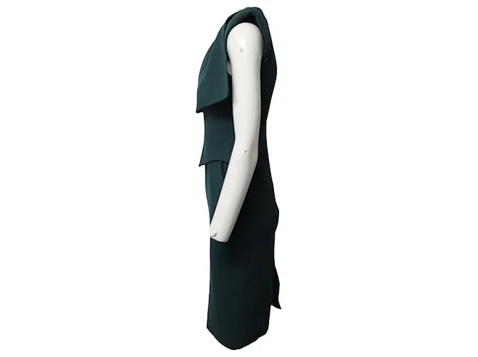 Autre Marque Vestido Midi Antonio Berardi Peplum en Lana Virgen Verde 