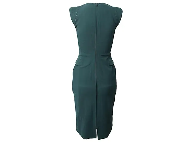 Autre Marque Vestido Midi Antonio Berardi Peplum en Lana Virgen Verde 