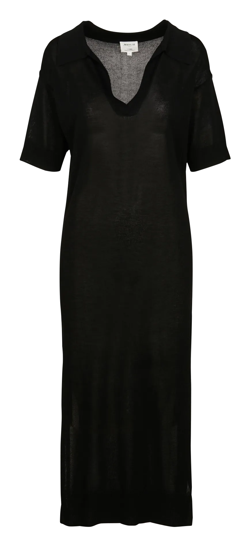 AZALEE  VESTIDO RECTO CUELLO POLO DE PUNTO EN NEGRO