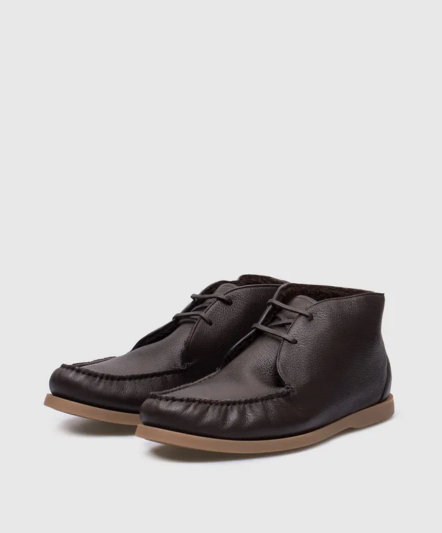 Bally Brown leather deserts on fur