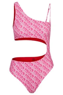Bañador con logo estampado y detalle de aberturas