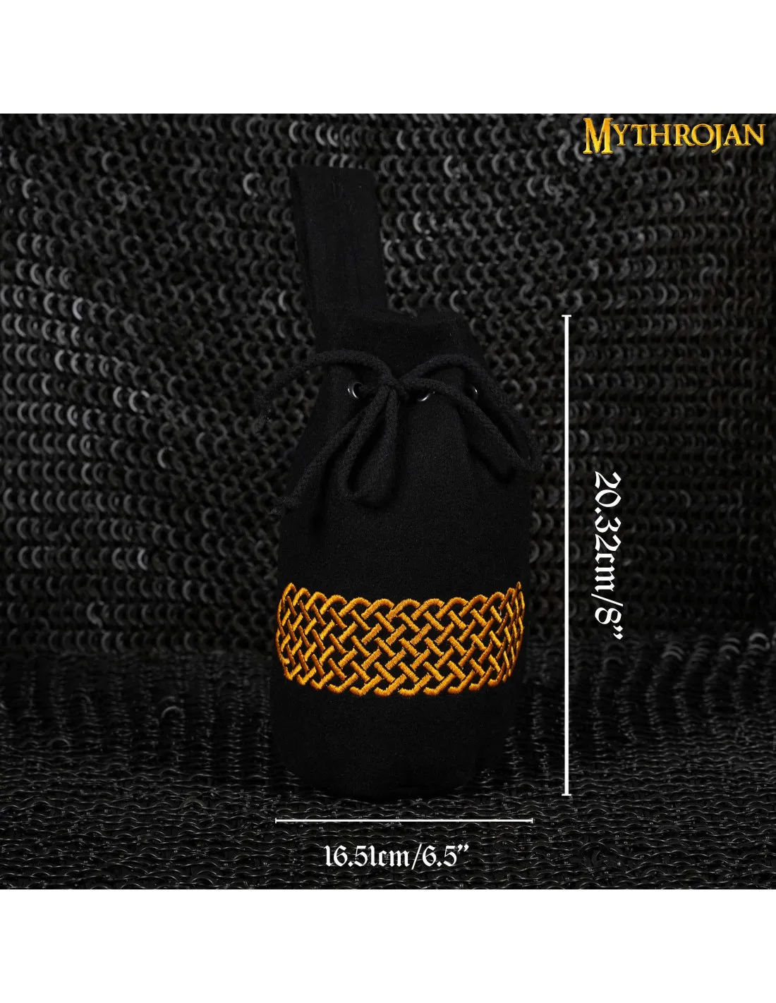 Bolso medieval de lana bordada para cinturón