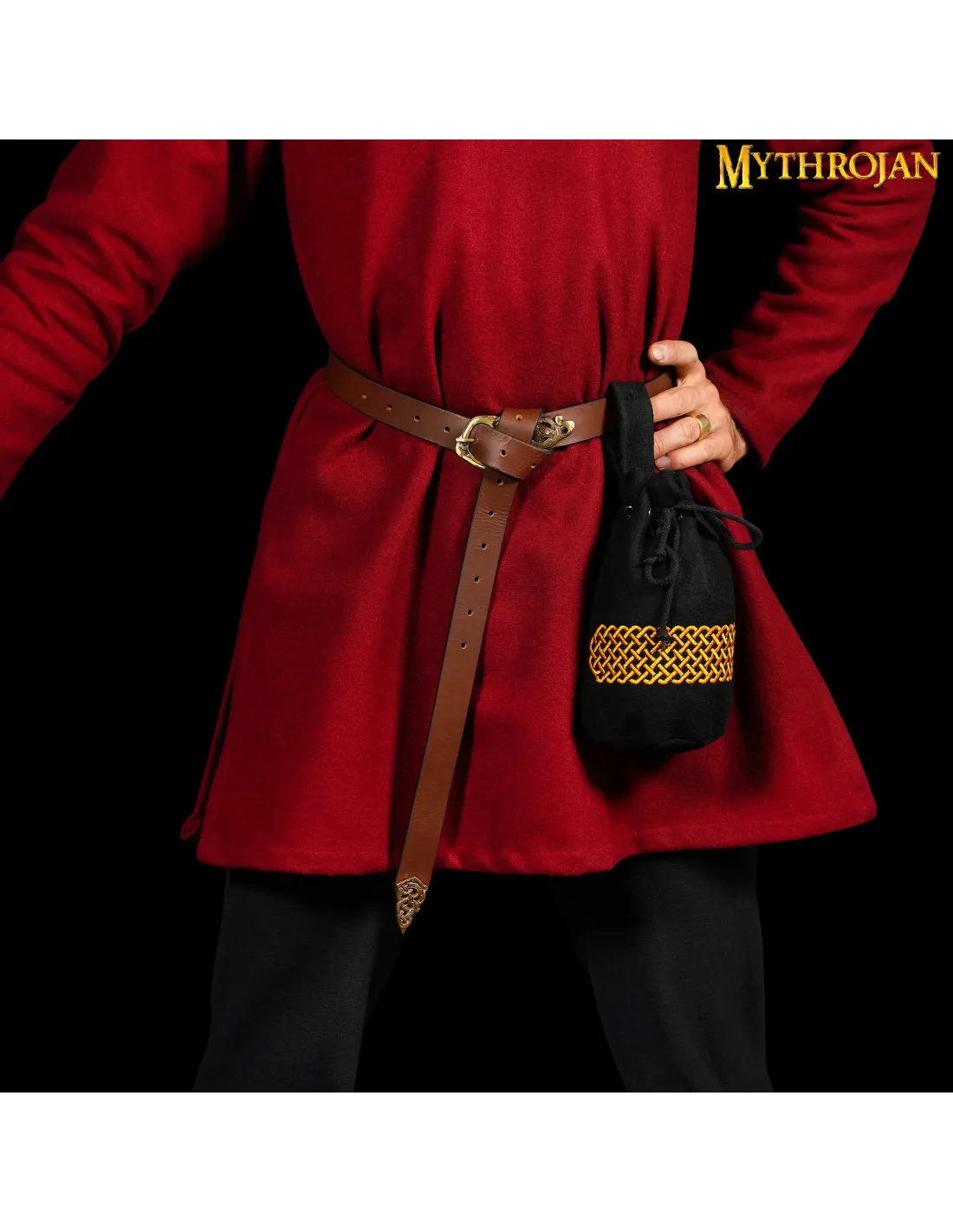 Bolso medieval de lana bordada para cinturón