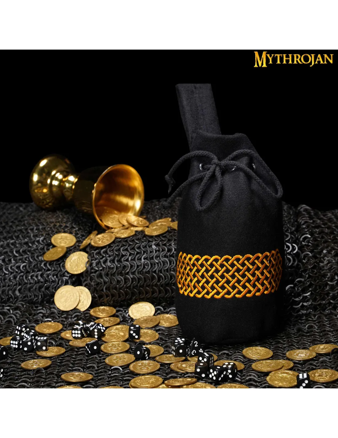 Bolso medieval de lana bordada para cinturón