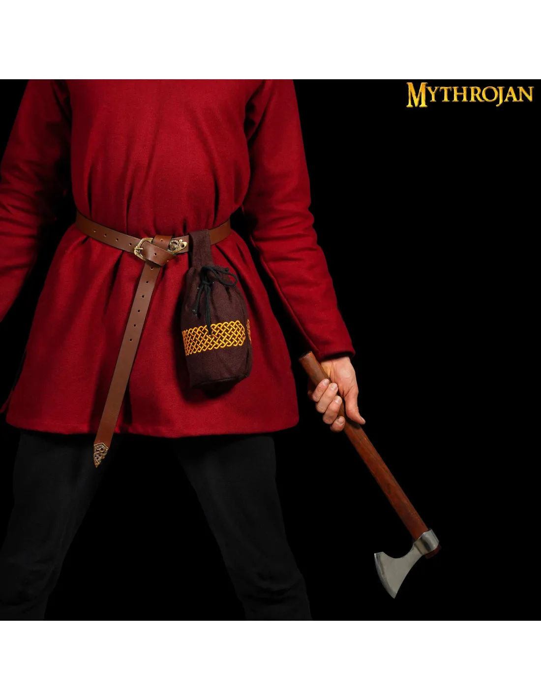 Bolso medieval de lana bordada para cinturón