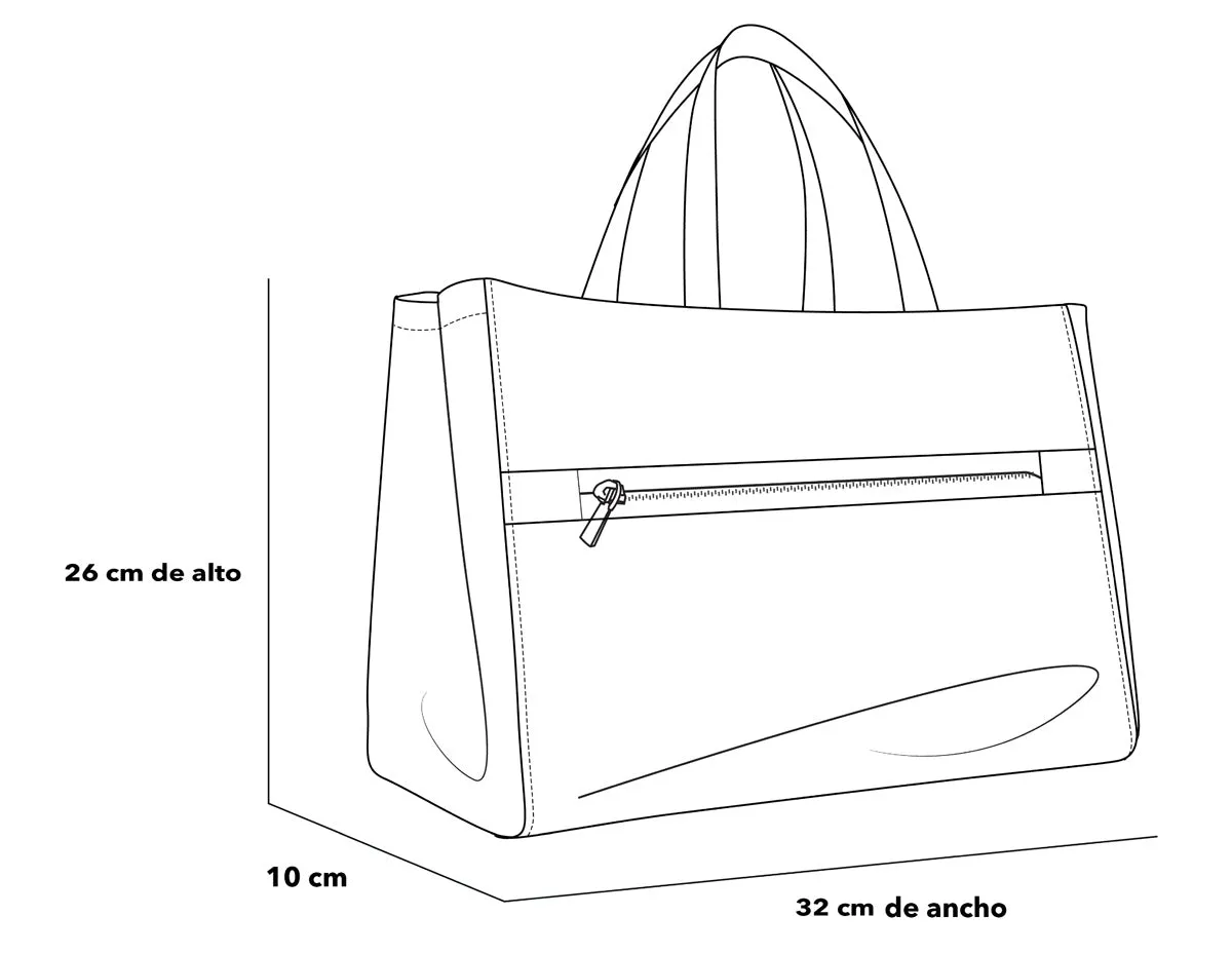Bolso shopper de textil color caoba para mujer con cierre frontal