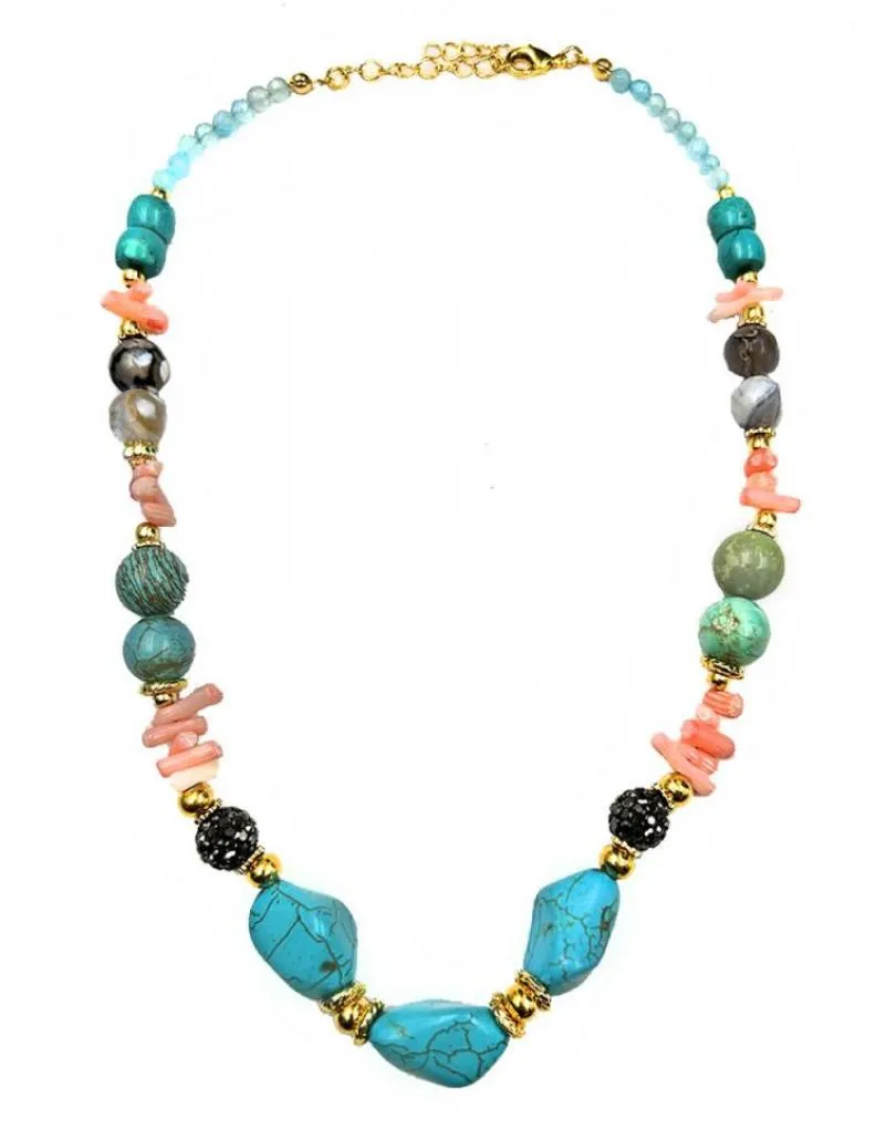 BONITOS COLLARES ORIGINALES DE PIEDRAS TURQUESAS Y CORAL