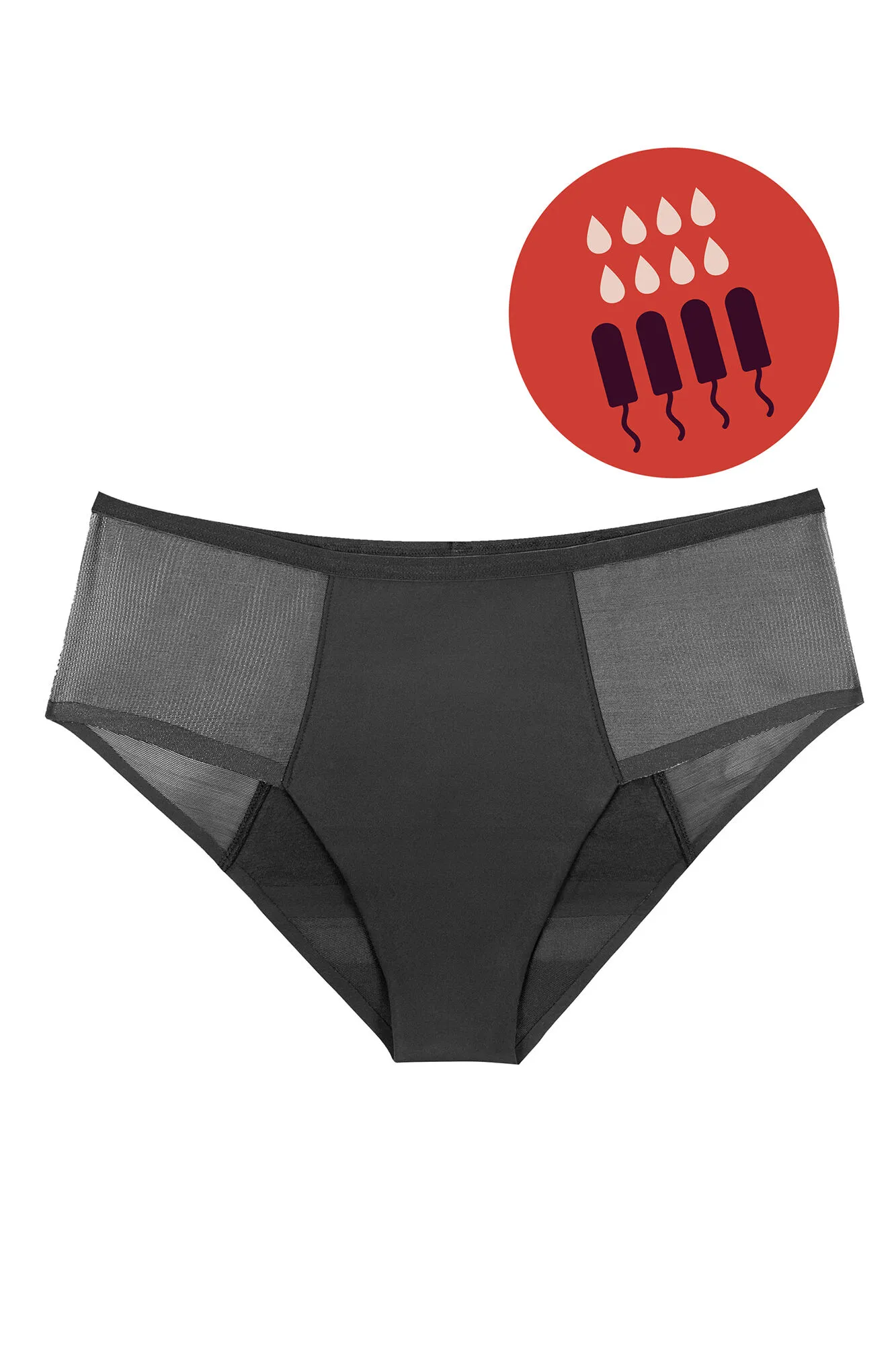 Braga menstrual con malla negra – Absorción fuerte