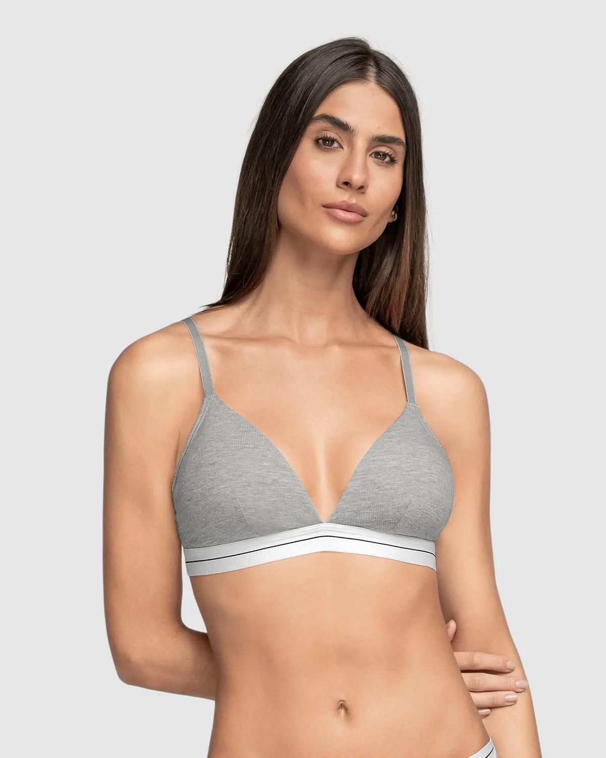 Brasier triangular en algodón jaspe liviano y cómodo