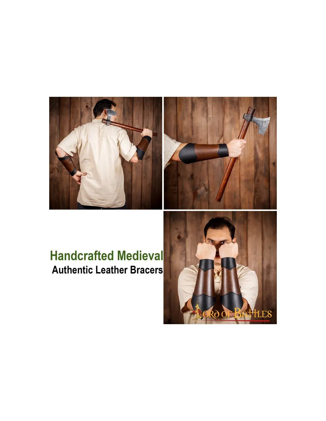 Brazaletes medieval de cuero genuino modelo Élfico