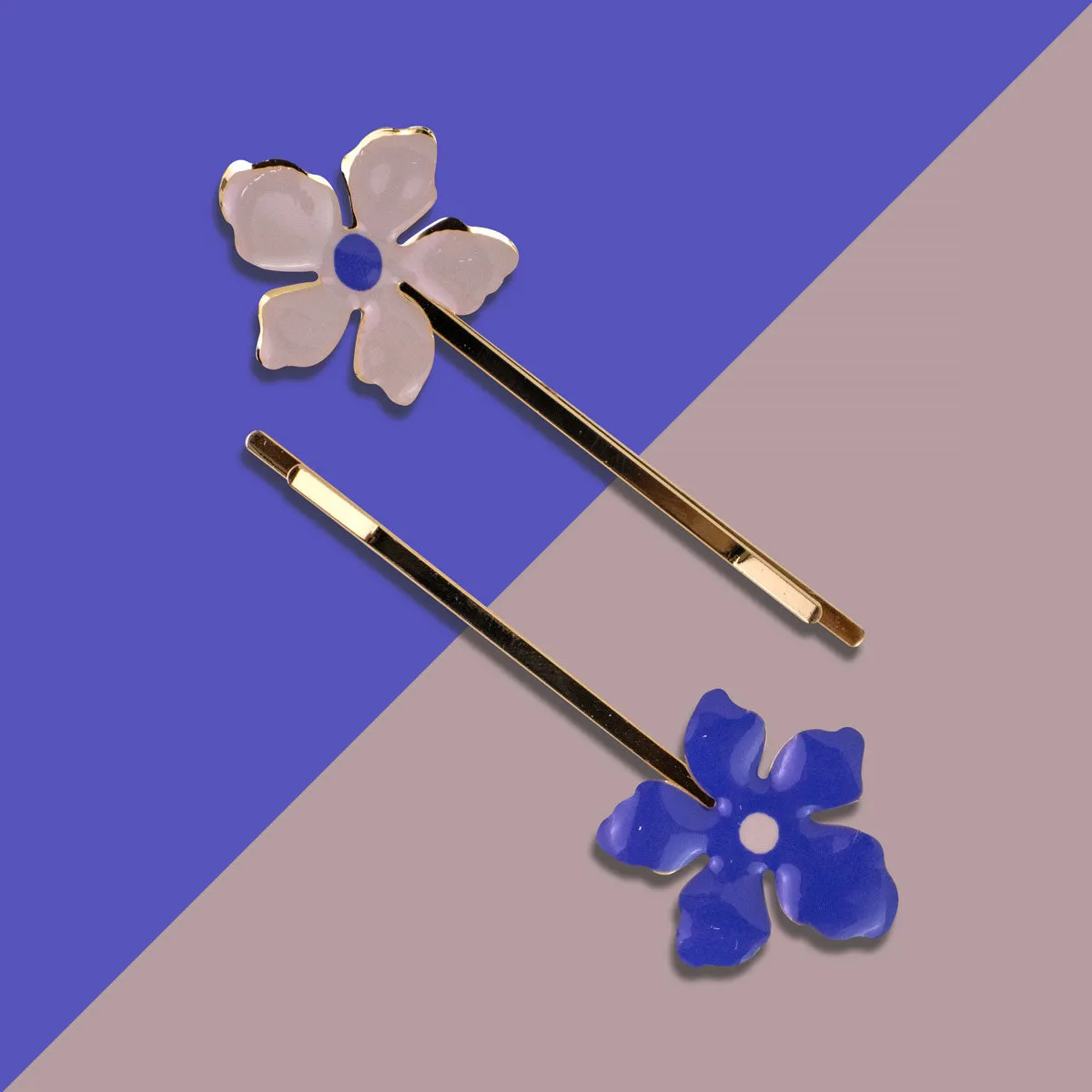 Broches para el Cabello con Diseo de Flores color Morado con Beige