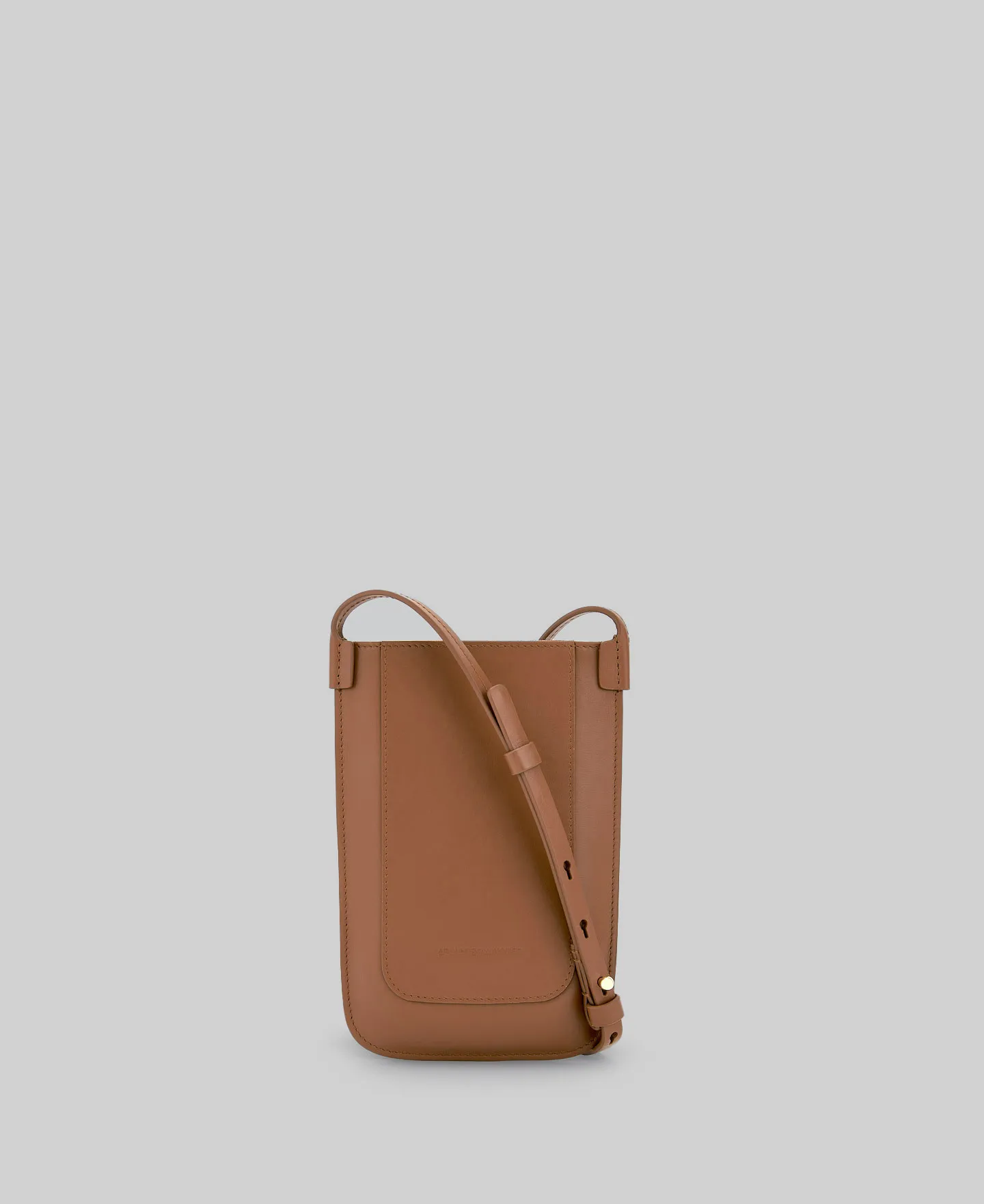 Brown leather mobile phone holder woman