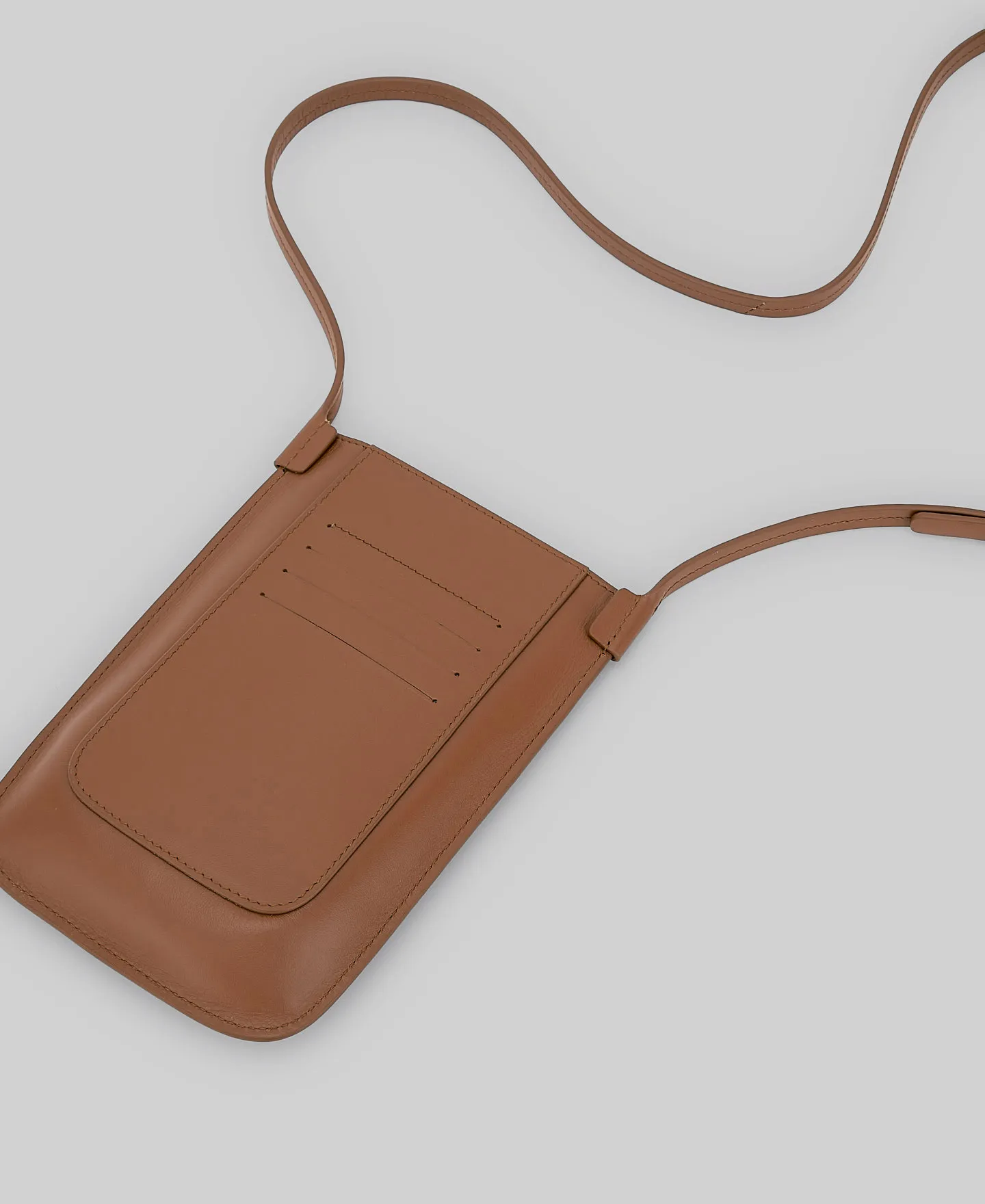 Brown leather mobile phone holder woman