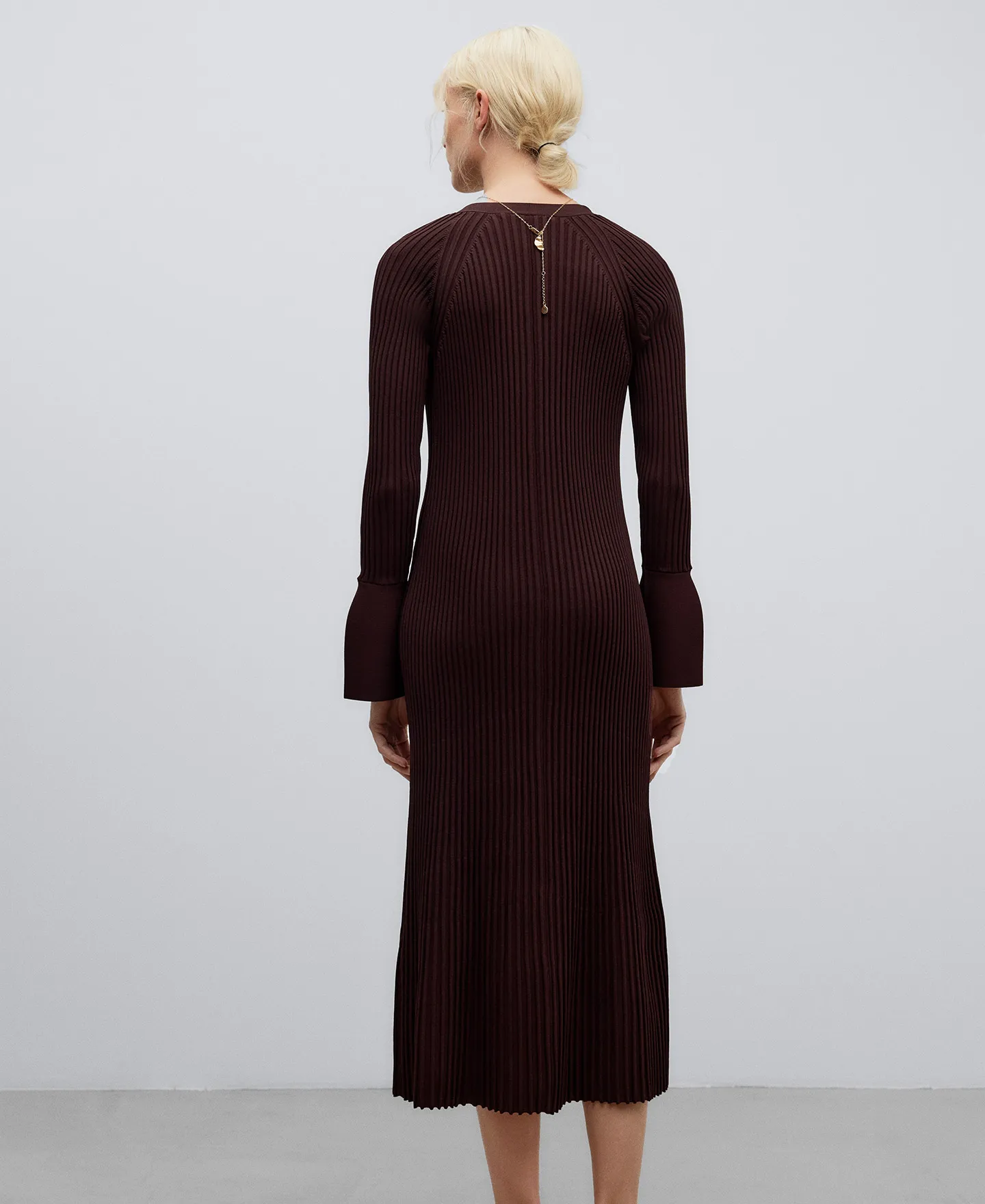 Brown ribbed long jacket woman