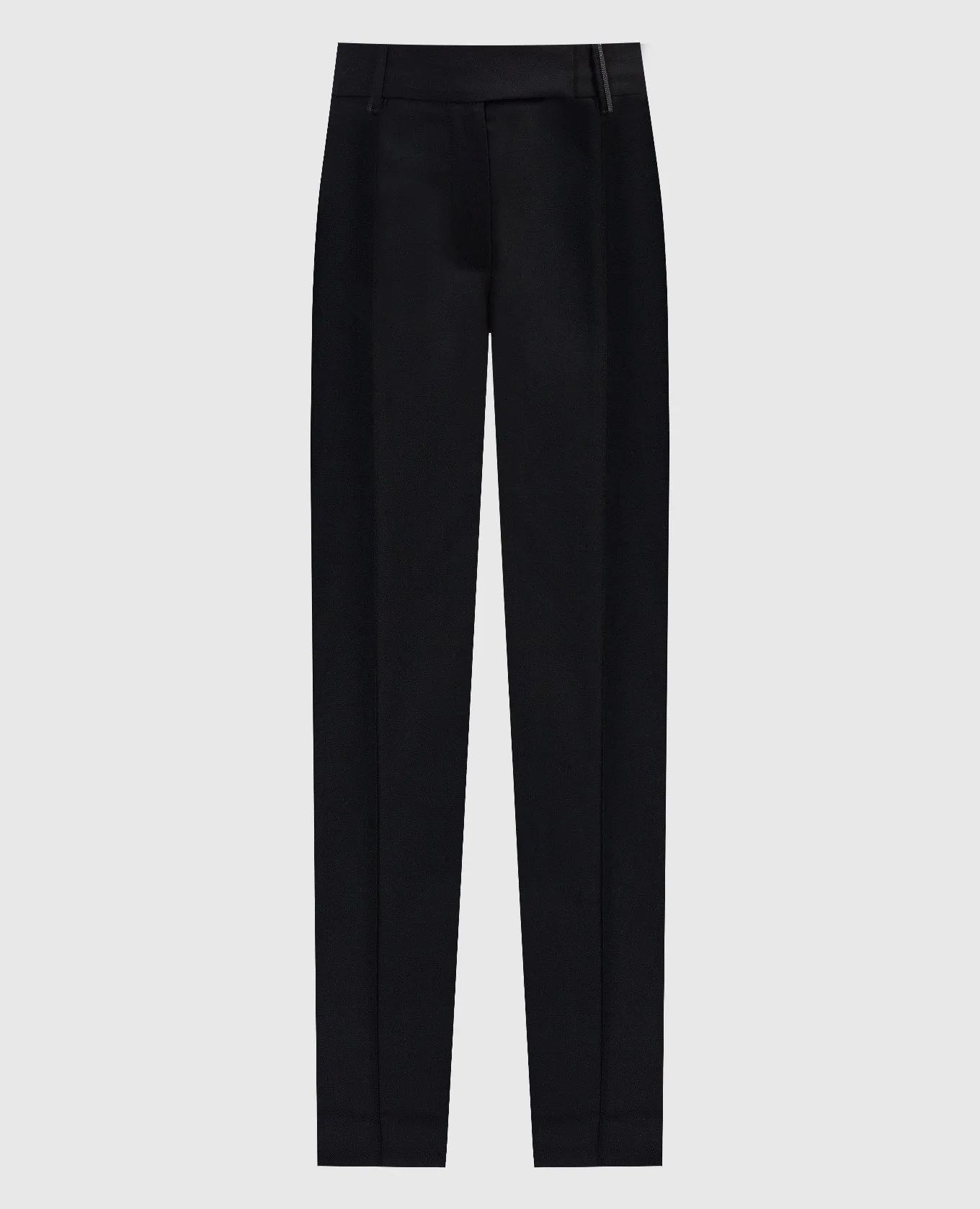 Brunello Cucinelli Black wool pants with monil chain