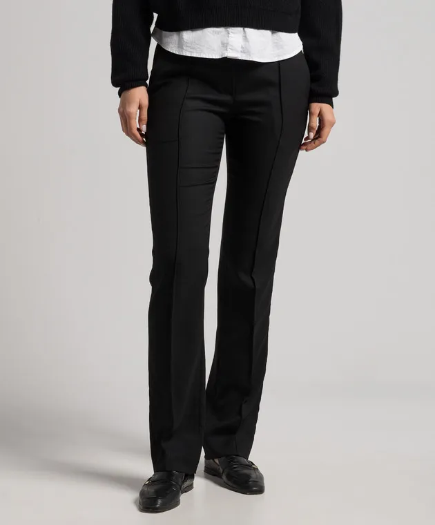 Brunello Cucinelli Black wool pants with monil chain
