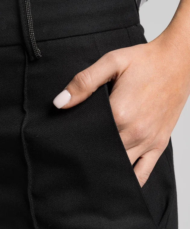 Brunello Cucinelli Black wool pants with monil chain