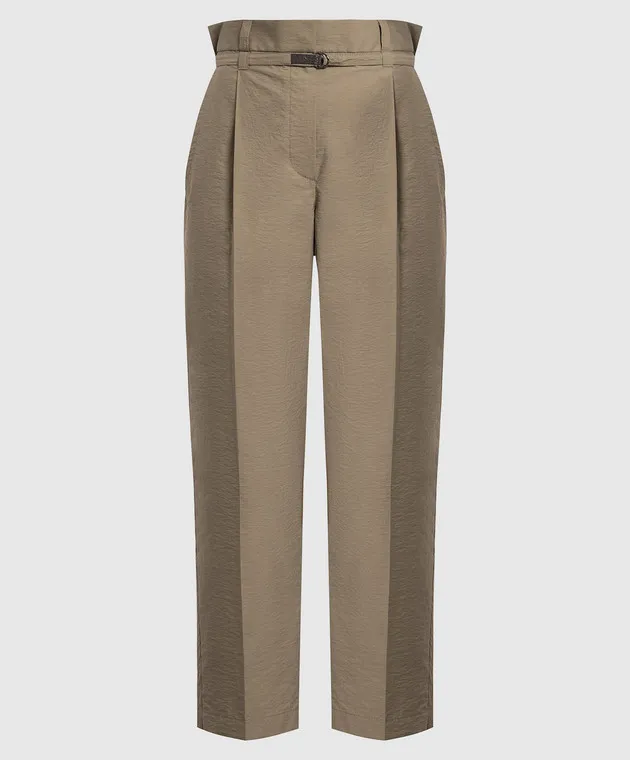 Brunello Cucinelli Khaki pants with monil chain