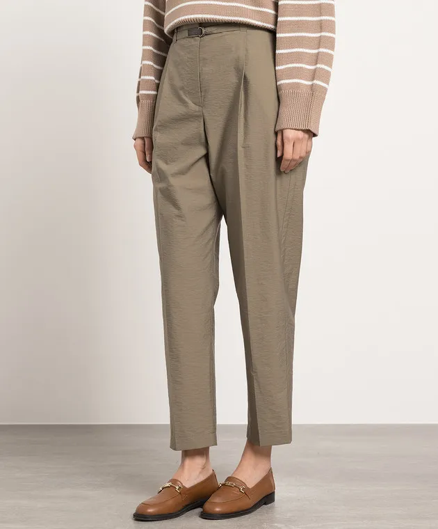 Brunello Cucinelli Khaki pants with monil chain