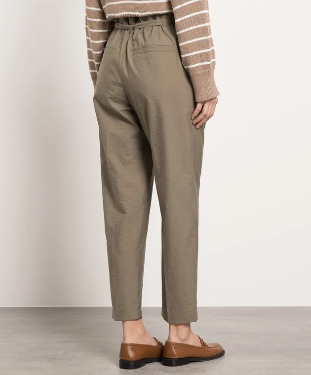 Brunello Cucinelli Khaki pants with monil chain