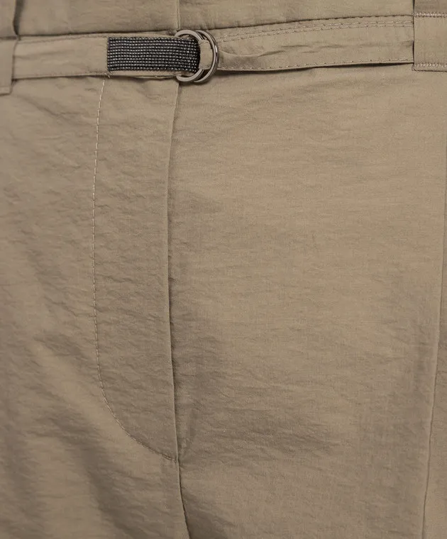 Brunello Cucinelli Khaki pants with monil chain