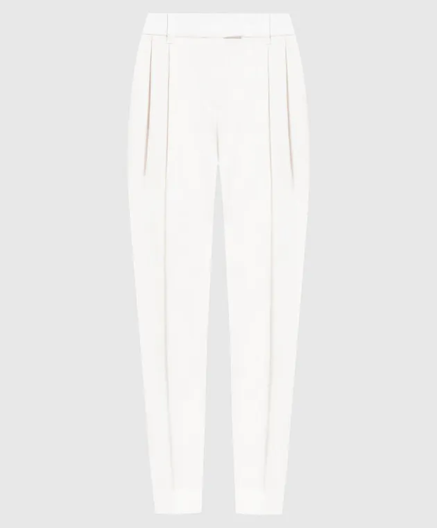 Brunello Cucinelli White pants with monil chain