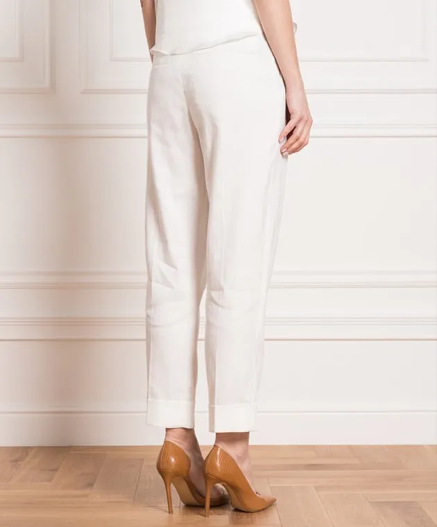 Brunello Cucinelli White pants with monil chain