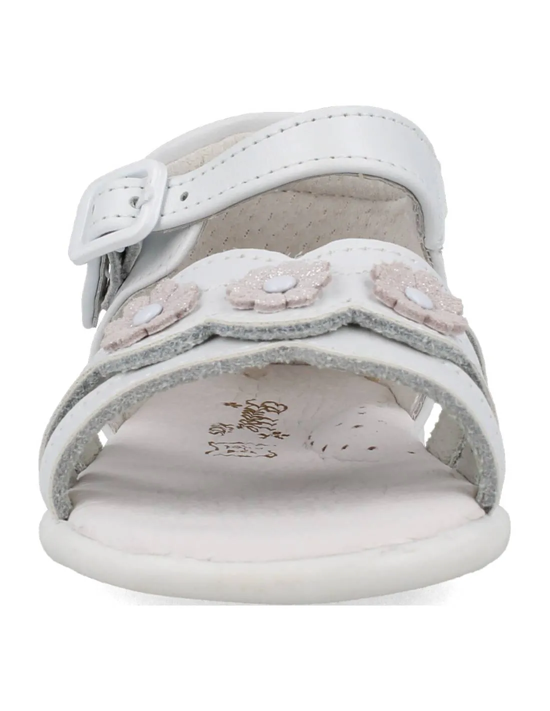 BUBBLE KIDS  SANDALIA NIñA PIEL BLANCA FLORES