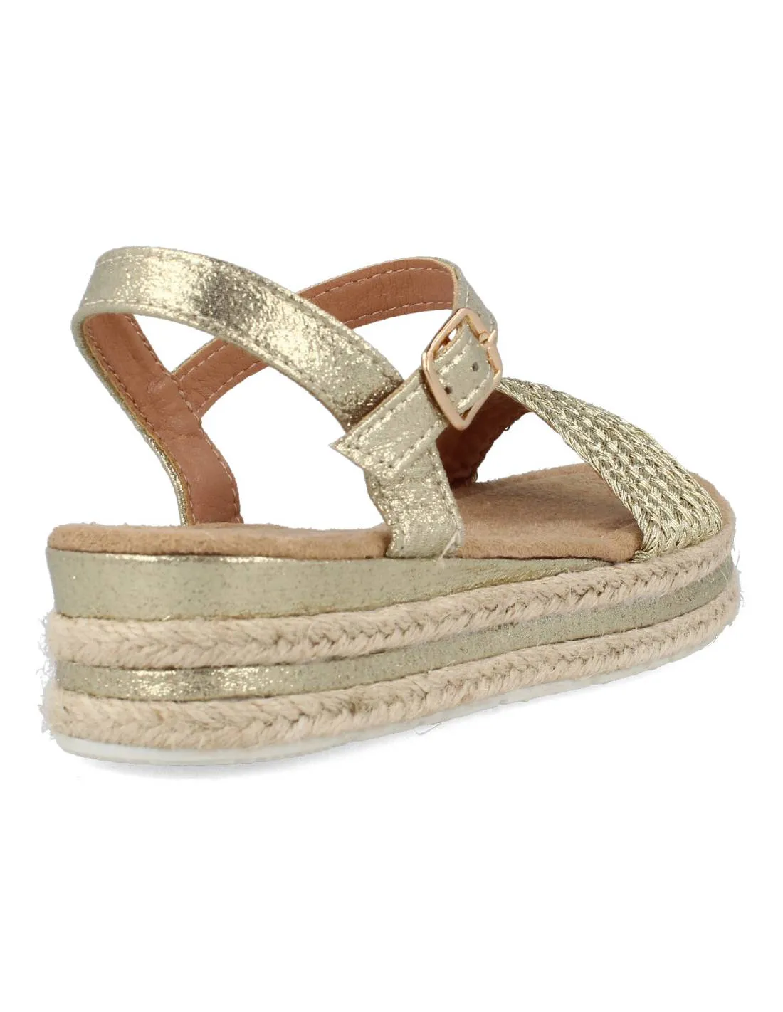 BUBBLE KIDS  SANDALIA NIñA YUTE TRENZADA ORO