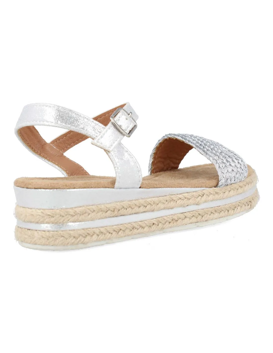 BUBBLE KIDS  SANDALIA NIñA YUTE TRENZADA PLATA