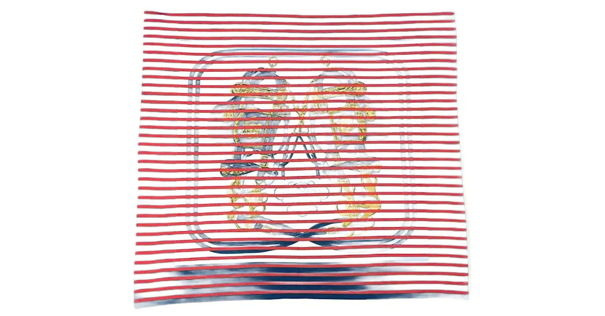 Bufanda Brides de Gala Bayadère Hermès Smooth Carre Roja Azul Azul marino 