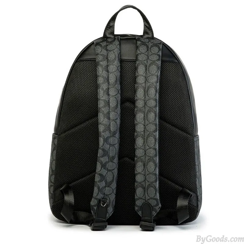 Business Casual Leather Laptop Bag Vertical Stripes PU Leather Student Bookbag For Boy School Backpack