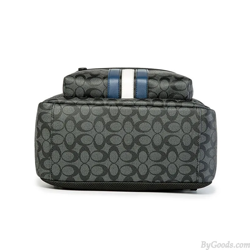 Business Casual Leather Laptop Bag Vertical Stripes PU Leather Student Bookbag For Boy School Backpack