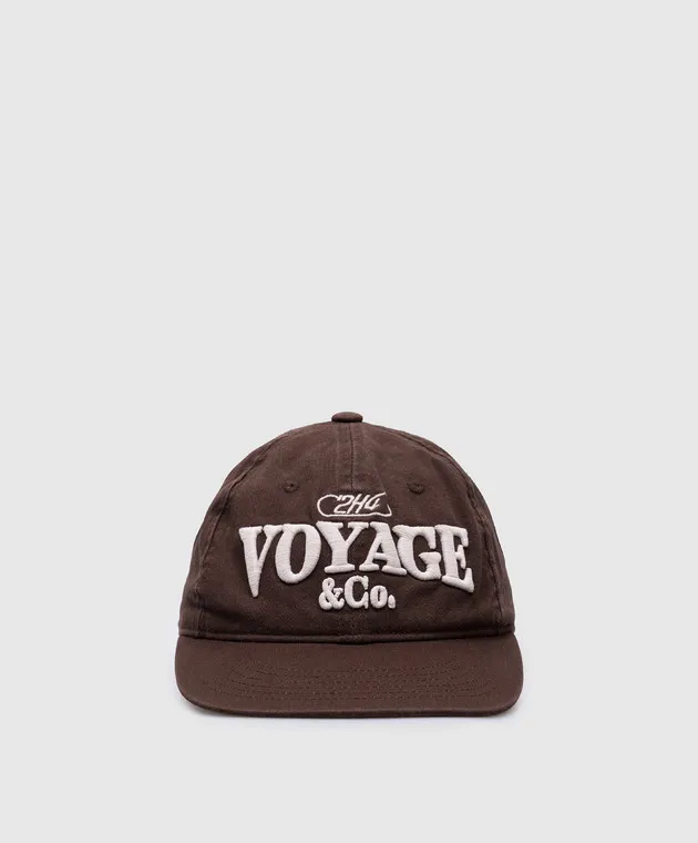 C2H4 Brown cap with logo embroidery