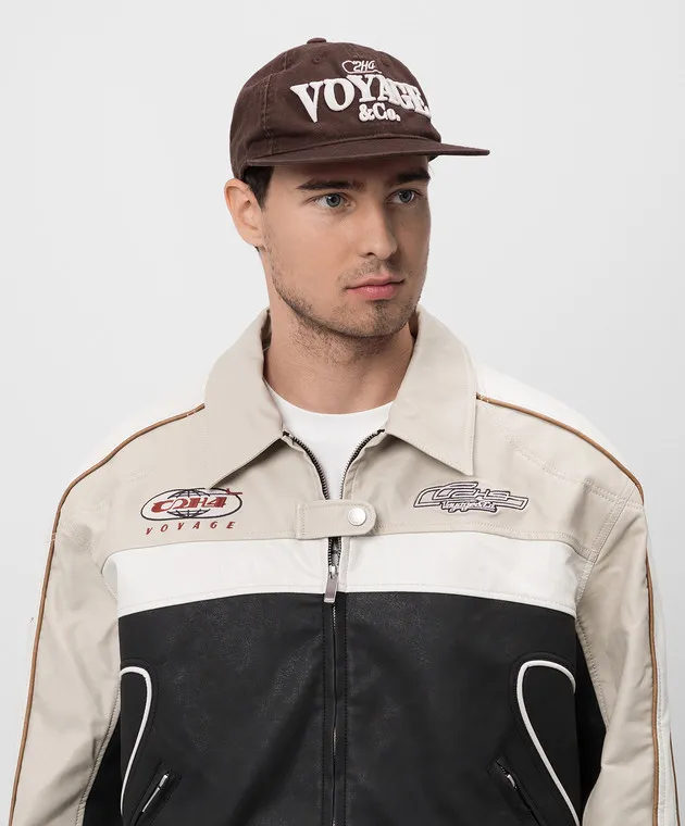 C2H4 Brown cap with logo embroidery