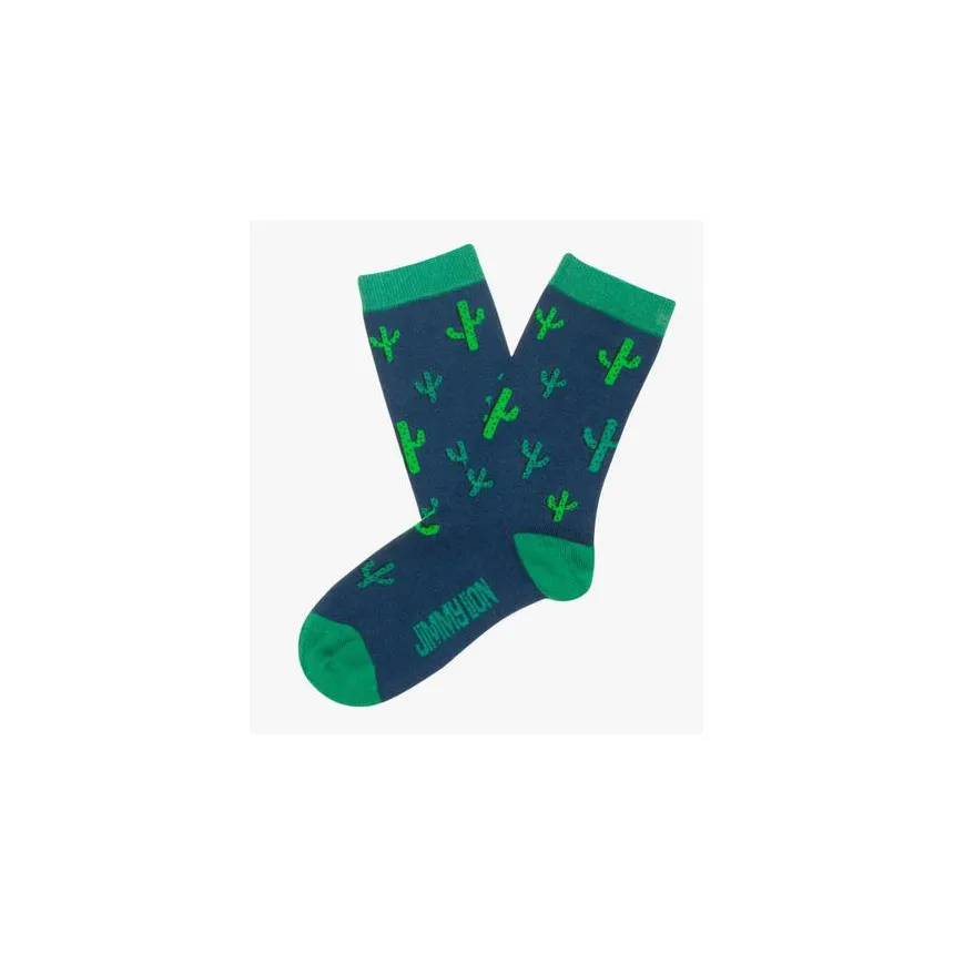 Calcetines Jimmy Lion Cactus Para Niños en Azul 